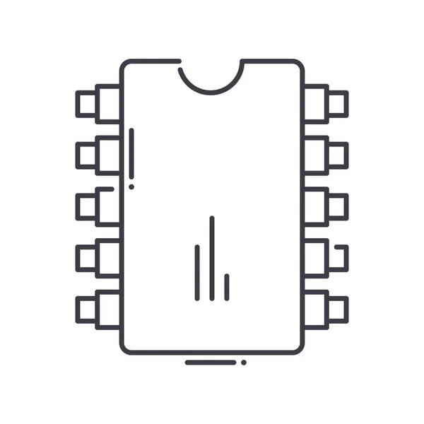 Ícone do Ic, ilustração isolada linear, vetor fino da linha, sinal do projeto da correia fotorreceptora, símbolo do conceito do esboço com curso editável no fundo branco. — Vetor de Stock