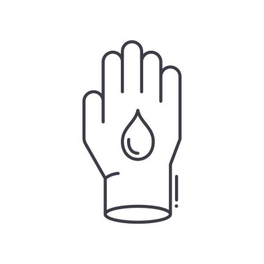 Eldiven konsepti simgesi, doğrusal izole edilmiş illüstrasyon, ince çizgi vektörü, web tasarım işareti, düzenlenebilir beyaz arkaplan üzerinde çizgi konsept sembolü.