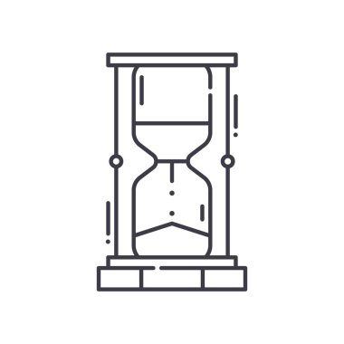 Kum saati simgesi, doğrusal izole edilmiş illüstrasyon, ince çizgi vektörü, web tasarım işareti, düzenlenebilir konsept sembolü beyaz arkaplan üzerinde.