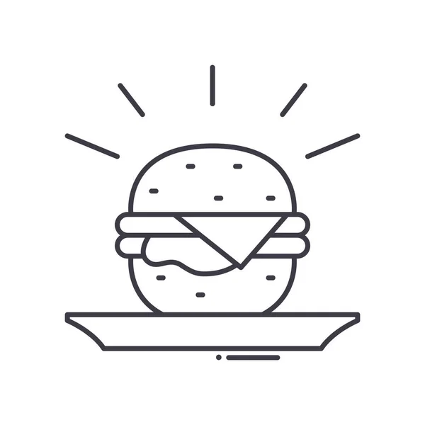 Ikona hamburgera, odizolowana ilustracja liniowa, wektor cienkiej linii, znak projektu strony internetowej, symbol koncepcji zarysu z edytowalnym pociągnięciem na białym tle. — Wektor stockowy