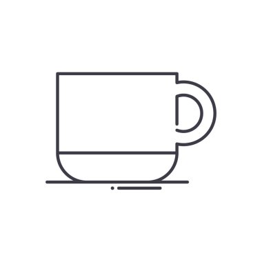 Sıcak kahve ikonu, doğrusal izole edilmiş illüstrasyon, ince çizgi vektörü, web tasarım işareti, düzenlenebilir beyaz arka plan vuruşlu taslak konsept sembolü.