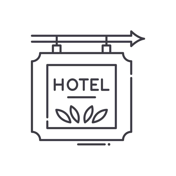 Otel yönü simgesi, doğrusal izole edilmiş illüstrasyon, ince çizgi vektörü, web tasarım işareti, düzenlenebilir çizgi konsept sembolü beyaz arkaplan üzerinde. — Stok Vektör