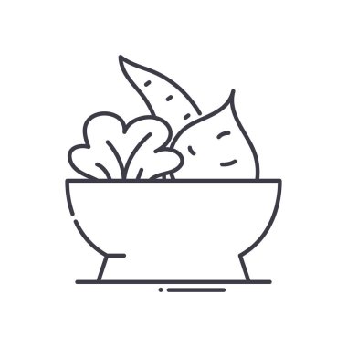 Sağlıklı yiyecek simgesi, doğrusal izole edilmiş illüstrasyon, ince çizgi vektörü, web tasarım işareti, düzenlenebilir beyaz arkaplan üzerinde çizgi konsept sembolü.