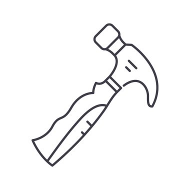 Çekiç simgesi, doğrusal izole edilmiş illüstrasyon, ince çizgi vektörü, web tasarım işareti, düzenlenebilir beyaz arkaplan üzerinde çizgi konsept sembolü.