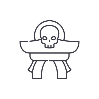 Şapka simgesi, doğrusal izole edilmiş illüstrasyon, ince çizgi vektörü, web tasarım işareti, düzenlenebilir beyaz arkaplan üzerinde çizgi konsept sembolü.