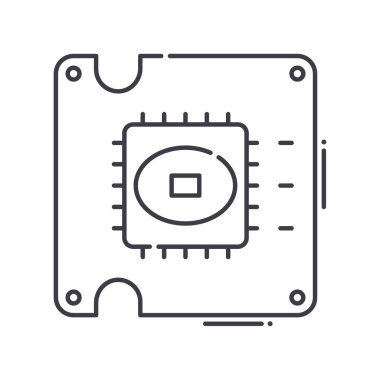 Ic voltaj soket simgesi, doğrusal izole çizim, ince çizgi vektörü, web tasarım işareti, düzenlenebilir konsept sembolü beyaz arkaplan üzerinde.