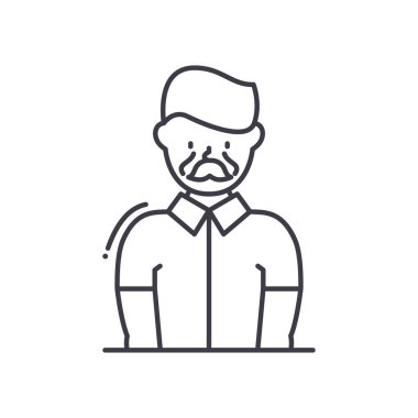 Büyükbaba simgesi, doğrusal izole edilmiş illüstrasyon, ince çizgi vektörü, web tasarım işareti, düzenlenebilir konsept sembolü beyaz arkaplan üzerinde.