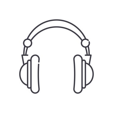 Kulaklık simgesi, doğrusal izole edilmiş illüstrasyon, ince çizgi vektörü, web tasarım işareti, düzenlenebilir çizgi konsept sembolü beyaz arkaplan üzerinde.