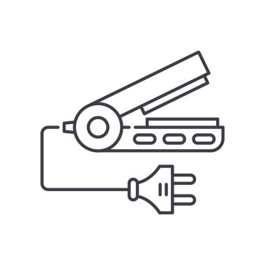 Saç demiri konsepti simgesi, doğrusal izole edilmiş illüstrasyon, ince çizgi vektörü, web tasarım işareti, düzenlenebilir beyaz arkaplan üzerinde çizgi konsept sembolü.