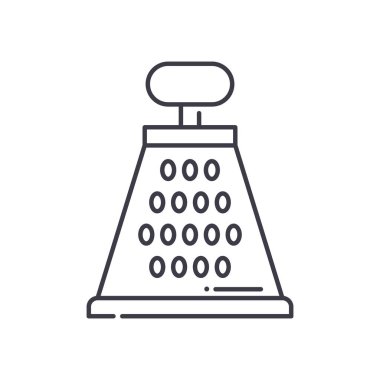 Grater simgesi, doğrusal izole edilmiş illüstrasyon, ince çizgi vektörü, web tasarım işareti, düzenlenebilir çizgi konsept sembolü beyaz arkaplan üzerinde.