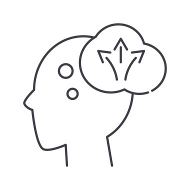 Tereddüt zihin simgesi, doğrusal izole edilmiş illüstrasyon, ince çizgi vektörü, web tasarım işareti, düzenlenebilir beyaz arkaplan üzerinde çizgi konsept sembolü.