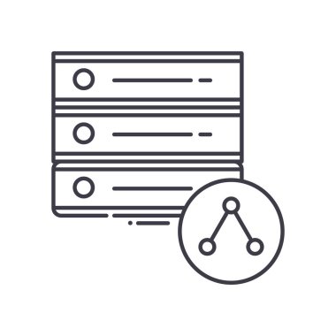 Sunucu simgesi, doğrusal izole edilmiş illüstrasyon, ince çizgi vektörü, web tasarım işareti, düzenlenebilir çizgi konsept sembolü beyaz arkaplan üzerinde.