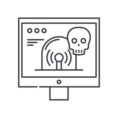 Alarm simgesini hackle, doğrusal izole edilmiş illüstrasyon, ince çizgi vektörü, web tasarım işareti, düzenlenebilir çizgi konsept sembolü beyaz arkaplan üzerinde.