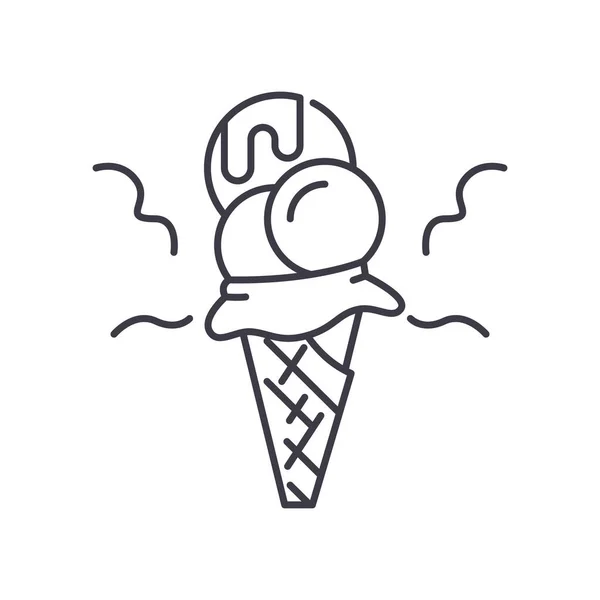 Ícone de sorvete, ilustração isolada linear, vetor de linha fina, sinal de web design, símbolo de conceito de esboço com curso editável em fundo branco. — Vetor de Stock