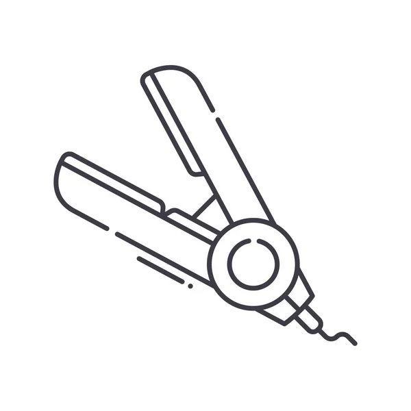 Haarbügeleisen-Symbol, linear isolierte Illustration, dünner Linienvektor, Webdesign-Zeichen, Umrisskonzept-Symbol mit editierbarem Strich auf weißem Hintergrund. — Stockvektor