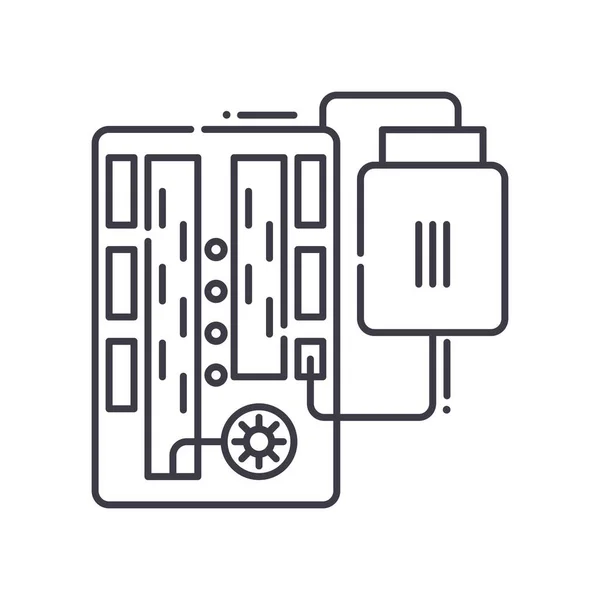 Ícone de esquema industrial, ilustração isolada linear, vetor de linha fina, sinal de web design, símbolo de conceito de esboço com curso editável em fundo branco. — Vetor de Stock