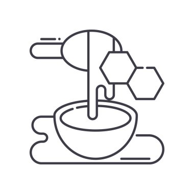 Bal simgesi, doğrusal izole edilmiş illüstrasyon, ince çizgi vektörü, web tasarım işareti, düzenlenebilir konsept sembolü beyaz arkaplan üzerinde.