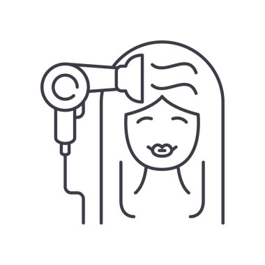 Kuaför simgesi, doğrusal izole edilmiş illüstrasyon, ince çizgi vektörü, web tasarım işareti, düzenlenebilir konsept sembolü beyaz arkaplan üzerinde.