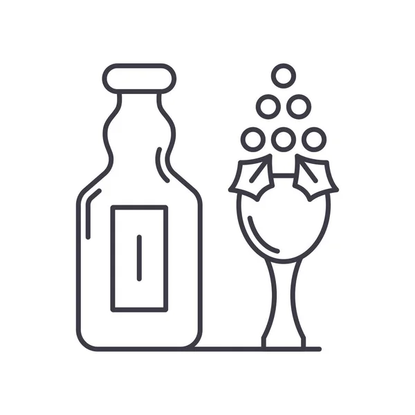 Icône de concept de vin de raisin, illustration linéaire isolée, vecteur de ligne mince, signe de conception Web, symbole de concept de contour avec trait modifiable sur fond blanc. — Image vectorielle