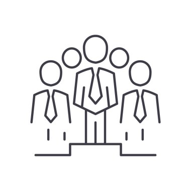 Hiyerarşi simgesi, doğrusal izole edilmiş illüstrasyon, ince çizgi vektörü, web tasarım işareti, düzenlenebilir beyaz arkaplan üzerinde çizgi konsept sembolü.