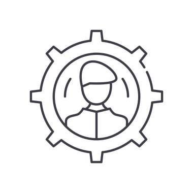 İdari simge, doğrusal izole edilmiş illüstrasyon, ince çizgi vektörü, web tasarım işareti, düzenlenebilir çizgi konsept sembolü beyaz arkaplan üzerinde.