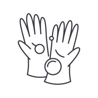 Eldiven simgesi, doğrusal izole edilmiş illüstrasyon, ince çizgi vektörü, web tasarım işareti, düzenlenebilir çizgi konsept sembolü beyaz arkaplan üzerinde.