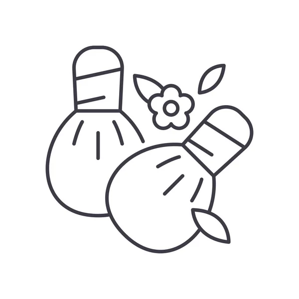 Icono de tratamiento herbal, ilustración lineal aislada, vector de línea delgada, signo de diseño web, símbolo de concepto de contorno con trazo editable sobre fondo blanco. — Archivo Imágenes Vectoriales