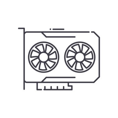 Gpu simgesi, doğrusal izole edilmiş illüstrasyon, ince çizgi vektörü, web tasarım işareti, düzenlenebilir beyaz arkaplan üzerinde çizgi konsept sembolü.