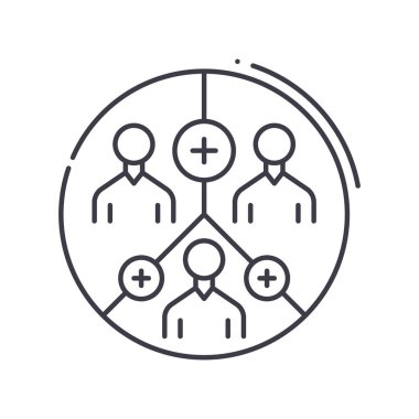 İnsan kaynakları bölümü simgesi, doğrusal izole edilmiş illüstrasyon, ince çizgi vektörü, web tasarım işareti, düzenlenebilir beyaz arkaplan üzerinde çizgi konsept sembolü.