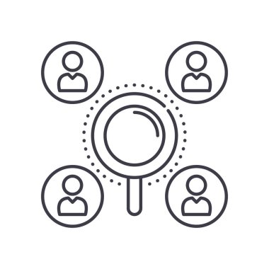 Kafa avlama simgesi, doğrusal izole resimleme, ince çizgi vektörü, web tasarım işareti, düzenlenebilir çizgi konsept sembolü beyaz arkaplan üzerinde.