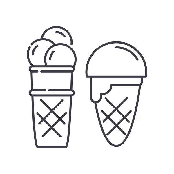 Icono de concepto de helado, ilustración lineal aislada, vector de línea delgada, signo de diseño web, símbolo de concepto de contorno con trazo editable sobre fondo blanco. — Vector de stock