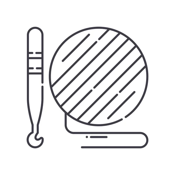 Crochets et icône de fil, illustration linéaire isolée, vecteur de ligne mince, signe de conception Web, symbole de concept de contour avec trait modifiable sur fond blanc. — Image vectorielle