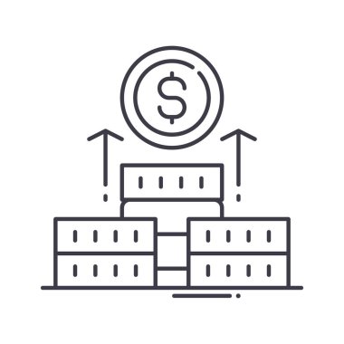 Para büyüme simgesi, doğrusal izole edilmiş illüstrasyon, ince çizgi vektörü, web tasarım işareti, düzenlenebilir beyaz arkaplan üzerinde çizgi konsept sembolü.