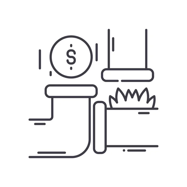 Ícone de tubos de dinheiro, ilustração isolada linear, vetor de linha fina, sinal de web design, símbolo de conceito de esboço com curso editável no fundo branco. — Vetor de Stock