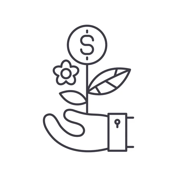 Icono de concepto de crecimiento monetario, ilustración lineal aislada, vector de línea delgada, signo de diseño web, símbolo de concepto de contorno con trazo editable sobre fondo blanco. — Vector de stock