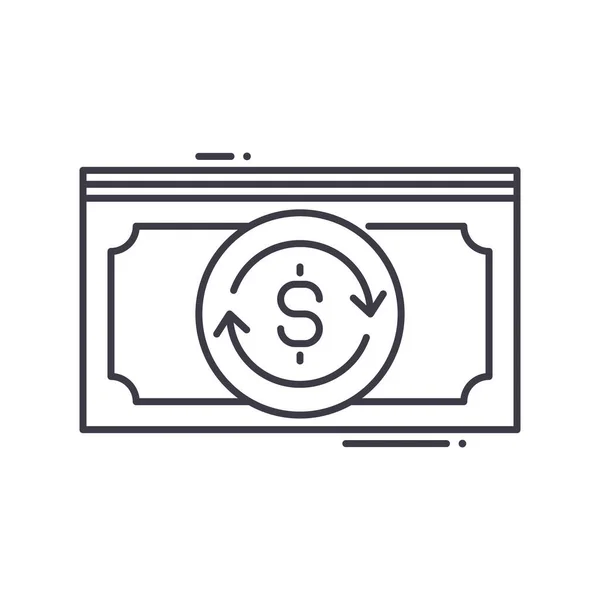 Ícone de fluxo de dinheiro, ilustração isolada linear, vetor de linha fina, sinal de web design, símbolo de conceito de esboço com curso editável no fundo branco. — Vetor de Stock