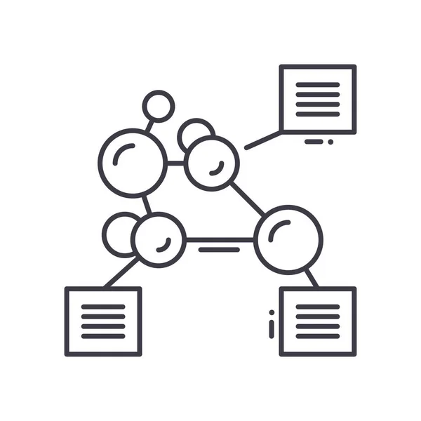 Ícone de análise molecular, ilustração isolada linear, vetor de linha fina, sinal de web design, símbolo de conceito de contorno com curso editável em fundo branco. — Vetor de Stock