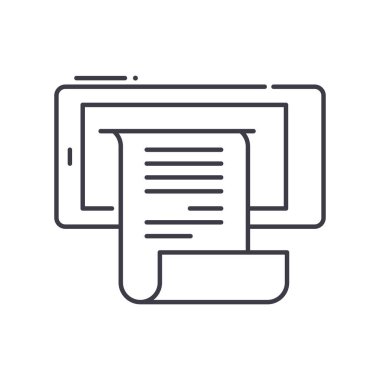 Mobil rapor simgesi, doğrusal izole edilmiş illüstrasyon, ince çizgi vektörü, web tasarım işareti, düzenlenebilir beyaz arkaplan üzerinde çizgi konsept sembolü.