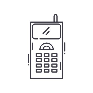 Cep telefonu simgesi, doğrusal izole edilmiş illüstrasyon, ince çizgi vektörü, web tasarım işareti, düzenlenebilir beyaz arkaplan üzerinde çizgi konsept sembolü.