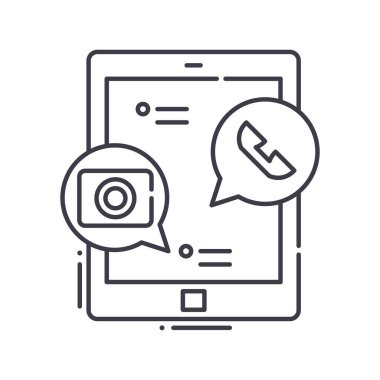 Mobil haberci simgesi, doğrusal izole resimleme, ince çizgi vektörü, web tasarım işareti, düzenlenebilir çizgi konsept sembolü beyaz arkaplan üzerinde.