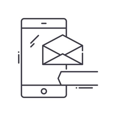 Taşınabilir e- posta simgesi, doğrusal izole resimleme, ince çizgi vektörü, web tasarım işareti, düzenlenebilir konsept sembolü beyaz arkaplan üzerinde.