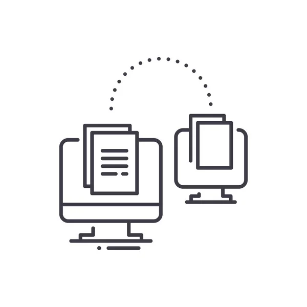모바일 파일 전송 아이콘, 선형 분리 일러스트, 얇은 줄 벡터, 웹 디자인 사인, 윤곽 기호 개념 심볼 흰색 배경에 editable 스트로크. — 스톡 벡터