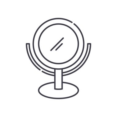 Ayna simgesi, doğrusal izole edilmiş illüstrasyon, ince çizgi vektörü, web tasarım işareti, düzenlenebilir çizgi konsept sembolü beyaz arkaplan üzerinde.