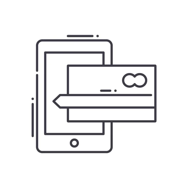 Mobile Banking-Ikone, linear isolierte Illustration, dünner Linienvektor, Webdesign-Schild, Umrisskonzept-Symbol mit editierbarem Strich auf weißem Hintergrund. — Stockvektor
