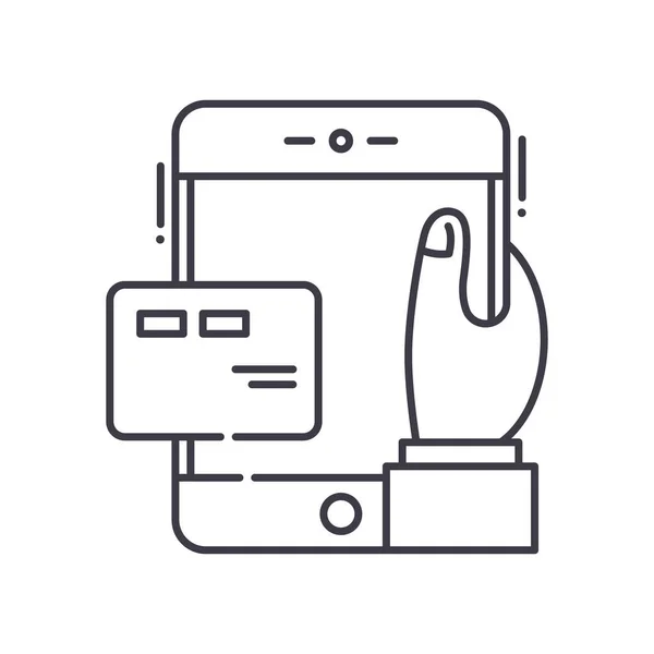 Mobile Banking-Image-Symbol, linear isolierte Illustration, dünner Linienvektor, Web-Design-Schild, Umrisskonzept-Symbol mit editierbarem Strich auf weißem Hintergrund. — Stockvektor