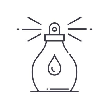 Mineral sprey ikonu, doğrusal izole edilmiş illüstrasyon, ince çizgi vektörü, web tasarım işareti, düzenlenebilir beyaz arkaplan üzerinde çizgi konsept sembolü.