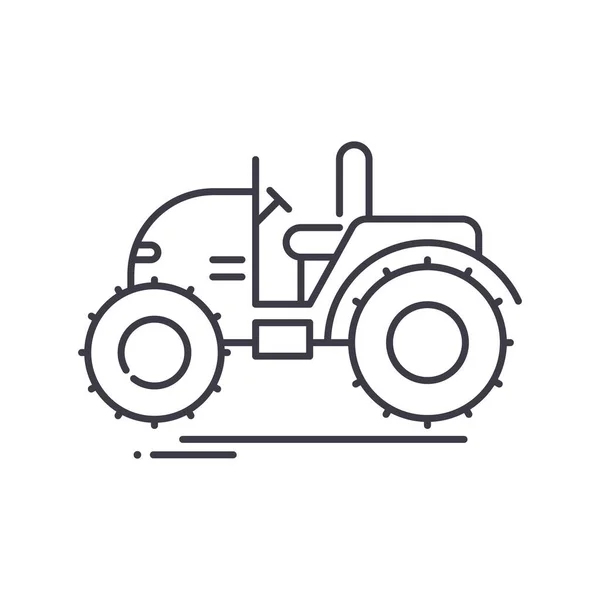 Значок мини-трактора, линейная изолированная иллюстрация, вектор тонкой линии, знак веб-дизайна, символ концепции контура с редактируемым штрихом на белом фоне. — стоковый вектор