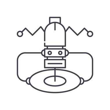 Microrobotics simgesi, doğrusal izole edilmiş illüstrasyon, ince çizgi vektörü, web tasarım işareti, düzenlenebilir konsept sembolü beyaz arkaplan üzerinde.
