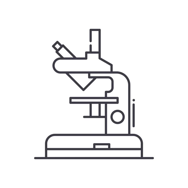Mikroskop ikon, linjär isolerad illustration, tunn linje vektor, webbdesign tecken, skiss koncept symbol med redigerbar stroke på vit bakgrund. — Stock vektor
