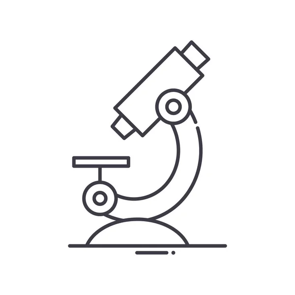 Icône d'objet de microscope, illustration isolée linéaire, vecteur de ligne mince, signe de conception de Web, symbole de concept de contour avec trait modifiable sur fond blanc. — Image vectorielle
